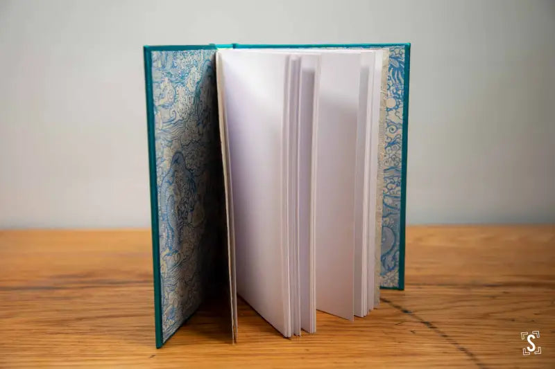 Case Bound Journal A5 Arctic Volume Buckram Neon Aqua Lokta Dragons Blue Journal