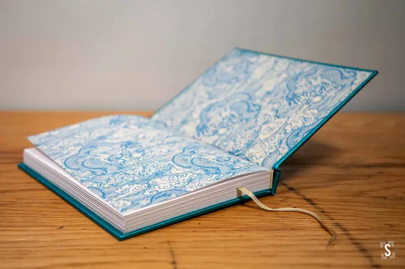 Case Bound Journal A5 Arctic Volume Buckram Neon Aqua Lokta Dragons Blue Journal