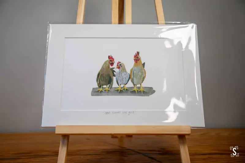 Chickens Mounted Print Art Prints