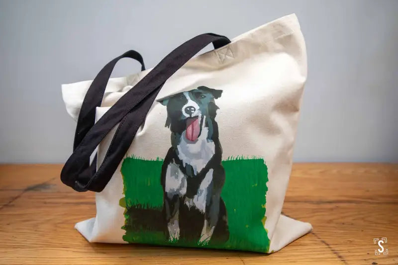 Collie - Tote Bag - Organic Cotton - Black Handles - 38cm x 42cm - Bag