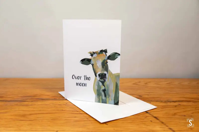 Cow - Greeting Card - A5 - Over the Moon - SQUUSHED