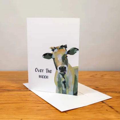 Cow - Greeting Card - A5 - Over the Moon