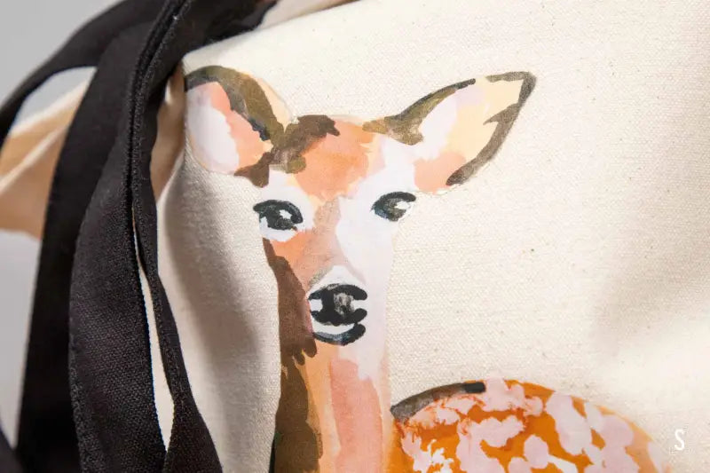 Deer Tote - Organic Cotton - Black Handles - 38cm x 42cm - Bag