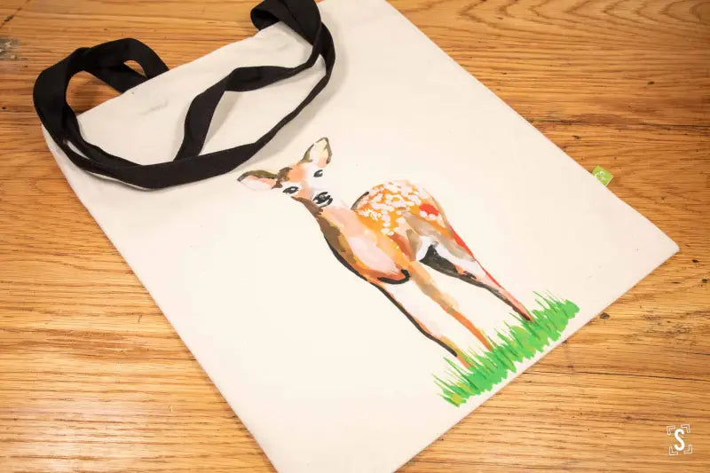 Deer Tote - Organic Cotton - Black Handles - 38cm x 42cm - Bag