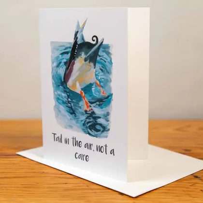 Diving Duck - Greeting Card - A5 - Tail in the Air, Not a Care