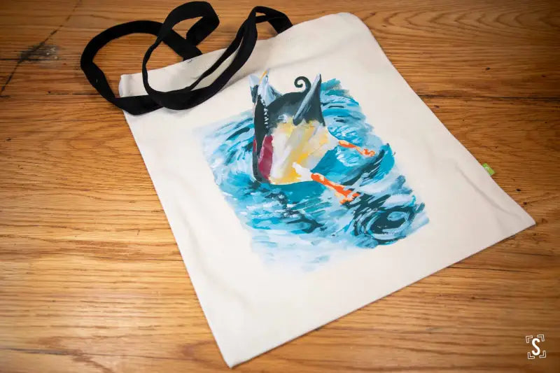 Diving Duck - Tote Bag - Organic Cotton - Black Handles - 38cm x 42cm - Bag