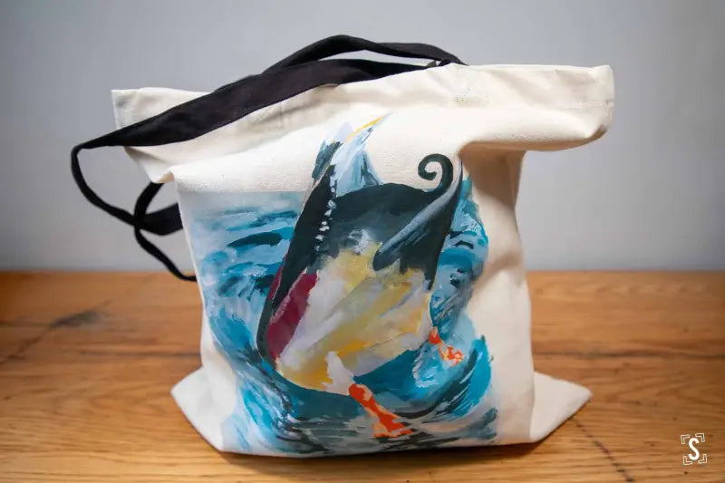 Diving Duck - Tote Bag - Organic Cotton - Black Handles - 38cm x 42cm - Bag
