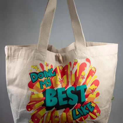 Doing My Best Like - Toggle Tote Bag - Organic Cotton - 34cm x 34cm x 17cm