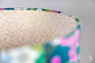 Double-Sided Drum Lampshade - 30cm - Blossoms - Chrysanthemum Arabesque - Pink/White/Teal - Lampshade