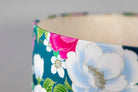 Double-Sided Drum Lampshade - 30cm - Blossoms - Chrysanthemum Arabesque - Pink/White/Teal - Lampshade
