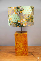 Double-Sided Drum Lampshade - 30cm - Flowers and Hexagons - Foxie Fox - Green - Lampshade