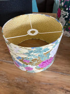 Double-Sided Drum Lampshade - 30cm - Naka Blossoms/Dainty Flowers - Yellow/Pink/Gold - SQUUSHED