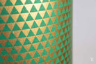 Double-Sided Drum Lampshade - 30cm - Triangles - Flowers - Green/Gold - Lampshade