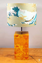 Double-Sided Drum Lampshade - 30cm - Waves - Arcs - Blue/Green/Gold - Lampshade