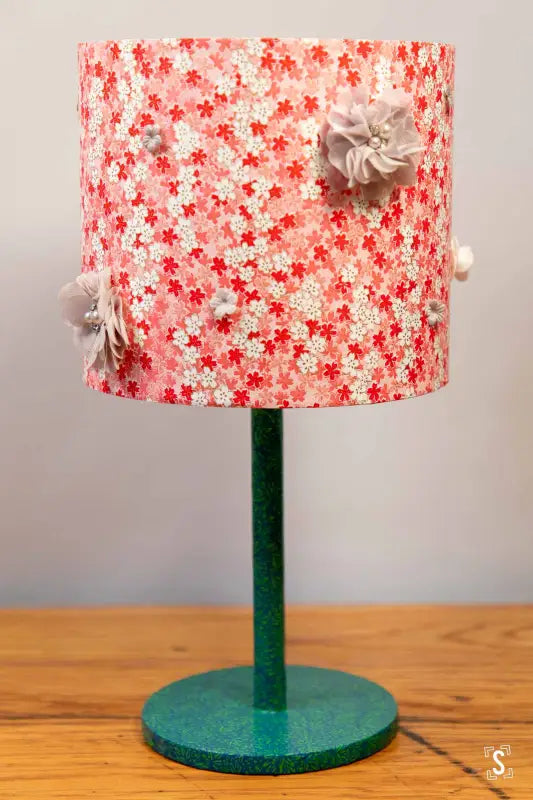 Drum Lampshade - 20cm - Cherry Blossom - Pink/Red - Lampshade