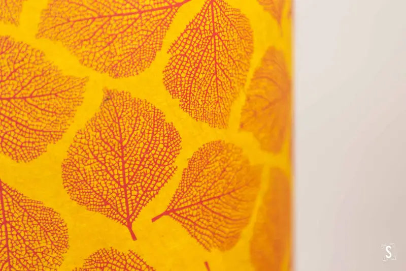 Drum Lampshade - 20cm - Leaves - Orange/Yellow - Lampshade