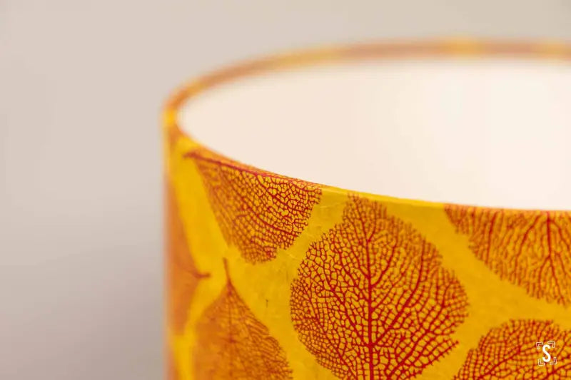 Drum Lampshade - 20cm - Leaves - Orange/Yellow - Lampshade