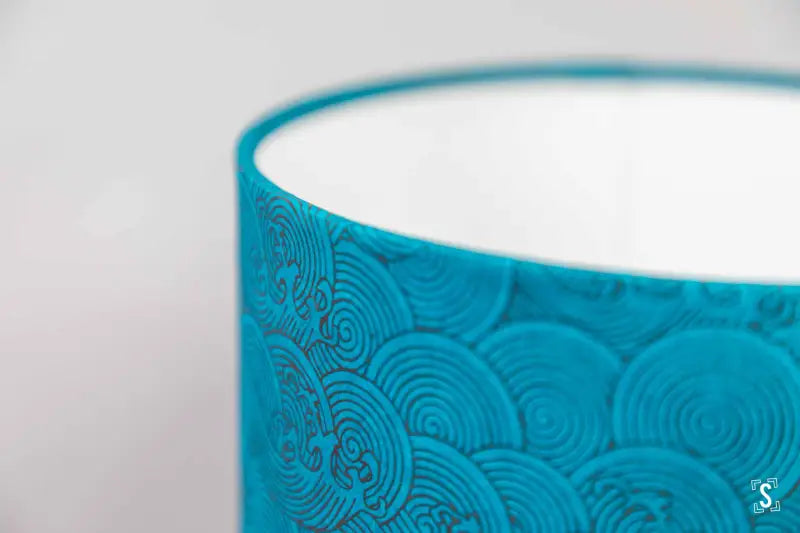 Drum Lampshade - 20cm - Okinawa Waves - Navy - Lampshade