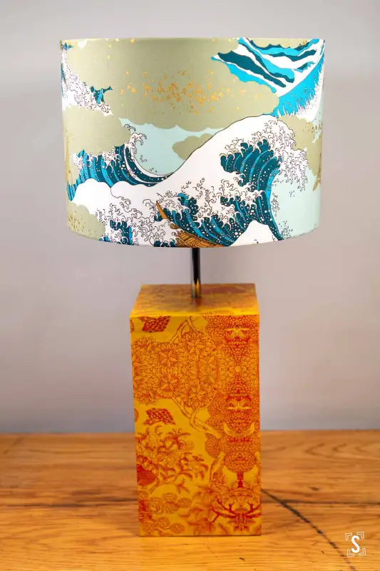 Drum Lampshade - 30cm - Waves - Blue/Green/Gold - Lampshade