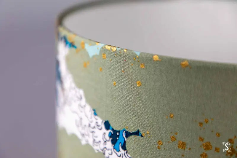 Drum Lampshade - 30cm - Waves - Blue/Green/Gold - Lampshade