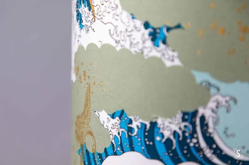 Drum Lampshade - 30cm - Waves - Blue/Green/Gold - Lampshade