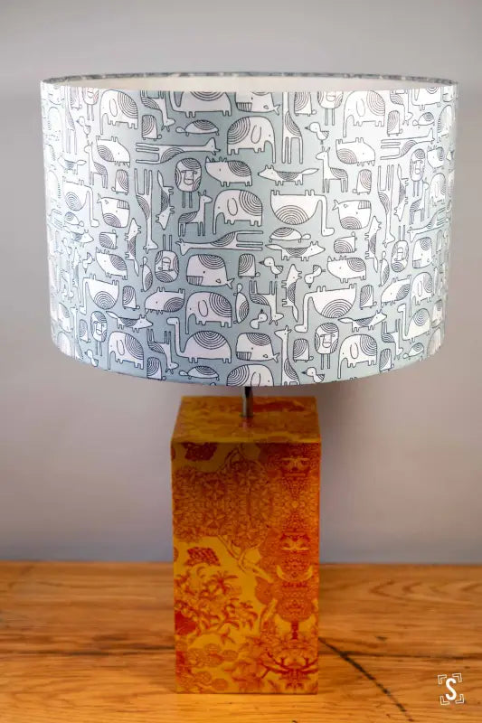 Drum Lampshade - 40cm - Animals - Grey - Lampshade