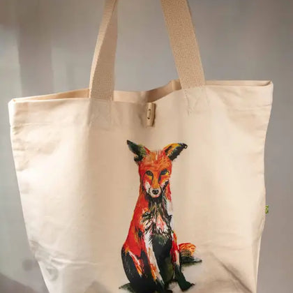 Fox - Toggle Tote Bag - Organic Cotton - 34cm x 34cm x 17cm