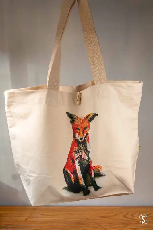 Fox - Toggle Tote Bag - Organic Cotton - 34cm x 34cm x 17cm - Bag