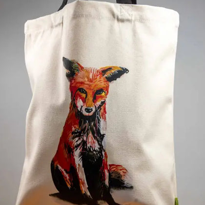 Fox - Tote Bag - Organic Cotton - Black Handles - 38cm x 42cm