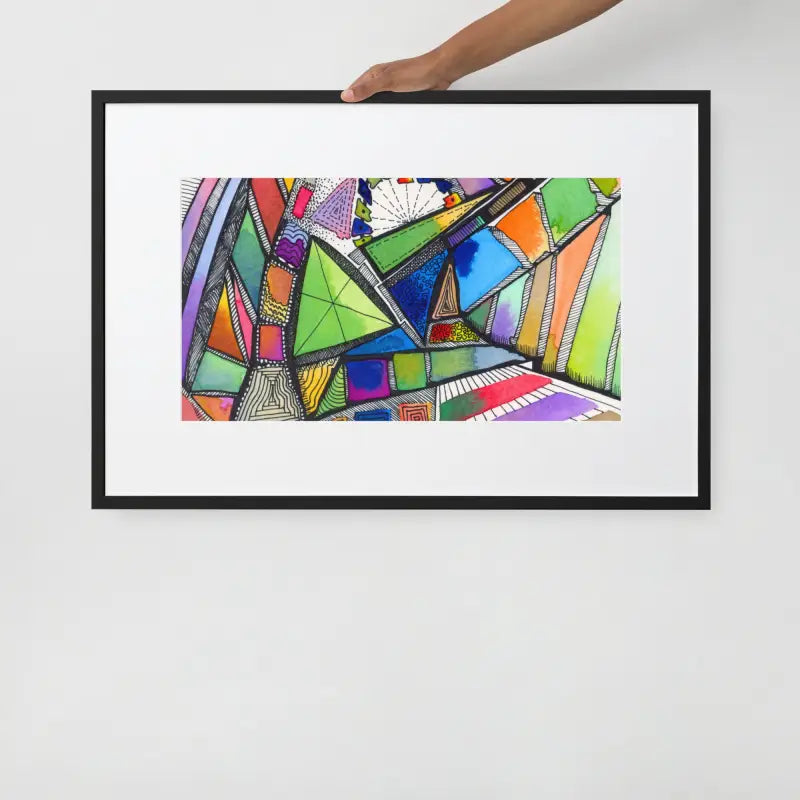 Framed Poster | Polygon featuring a colorful abstract painting on matte paper