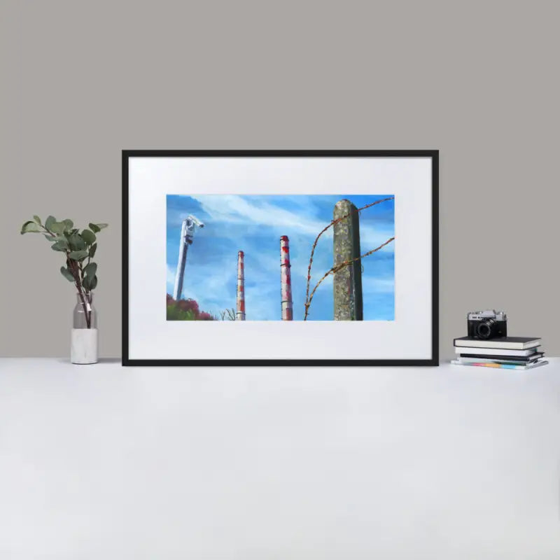 Framed Poster | Towers featuring a blue sky and white cloud on matte paper