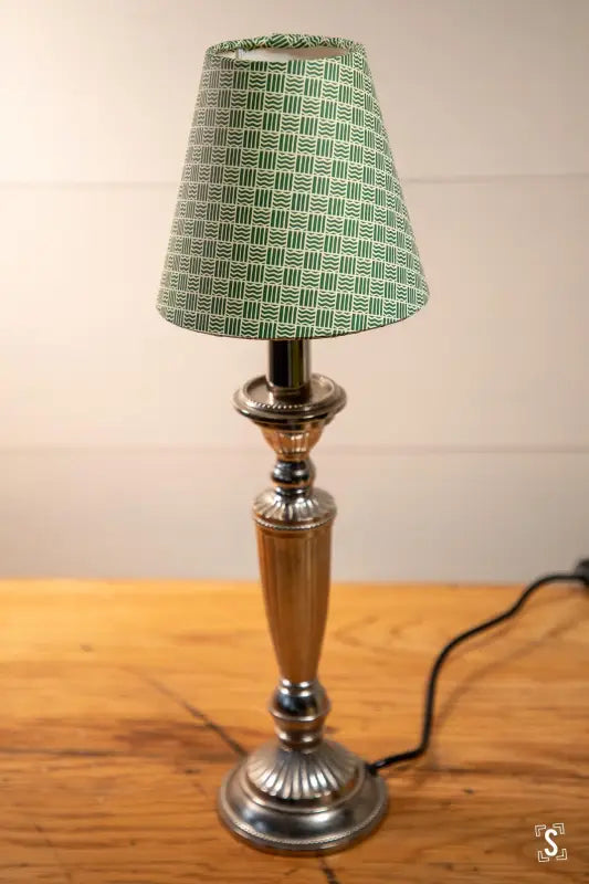 Handmade Candle Lampshade | Green Waves and Bars