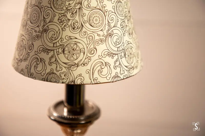 Elegant candle lampshade in cream with swirling floral patterns, 130mm high, clips directly