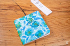 Colorful square coaster with blue and green marbled pattern for Handmade Notebook with chain stitch