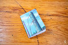 Handmade pocket notebook with a blue winter scene wallet or card holder design