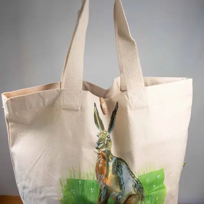 Hare - Toggle Tote Bag - Organic Cotton - 34cm x 34cm x 17cm