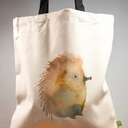 Hedgehog - Tote Bag - Organic Cotton - Black Handles - 38cm x 42cm