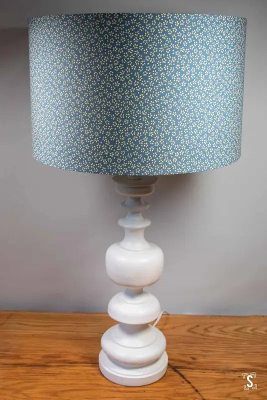 Lampshade - Drum - 40cm - Small Flowers - Blue/White - Lampshade
