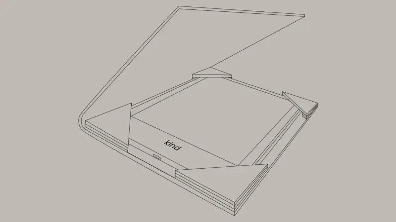 Drawing of a laptop with the lid open in a Leather eReader Cover pattern guide