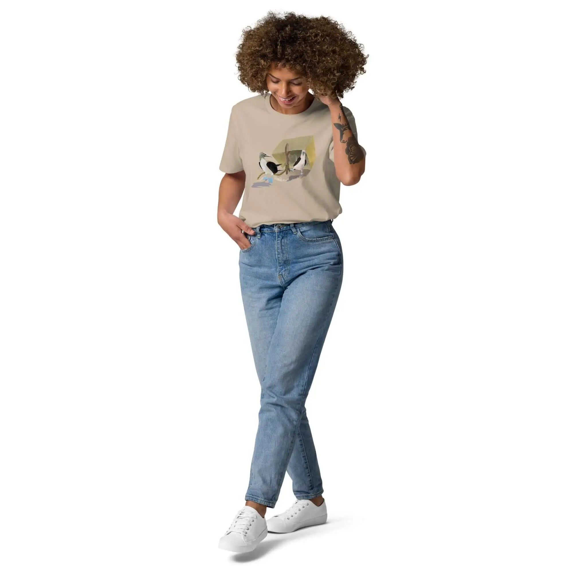 Organic Cotton T-Shirt in Beige with Jeans | Booby Trap