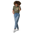 Organic Cotton T-Shirt | Booby Trap: Woman in green shirt and jeans