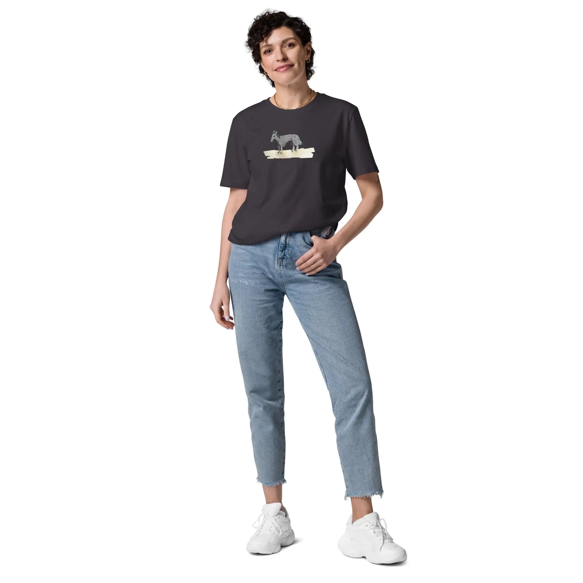 Organic Cotton T-Shirt | Donkeydog: Woman wearing black t-shirt and jeans