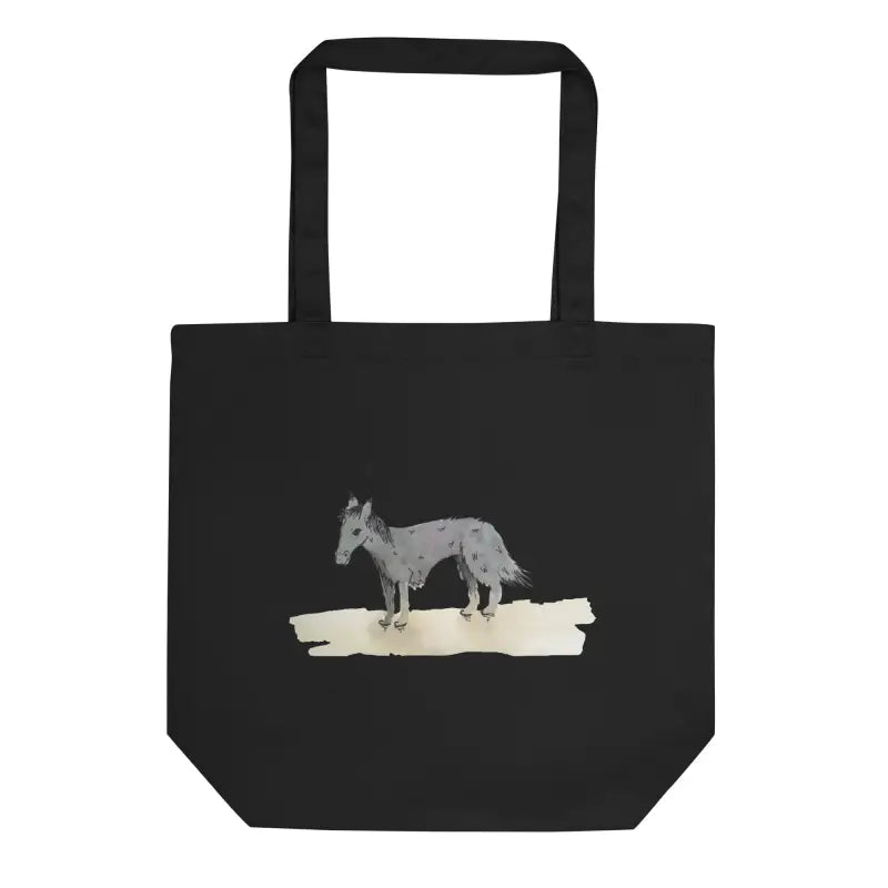 Black Organic Cotton Tote Bag featuring a horse design by Donkeydog