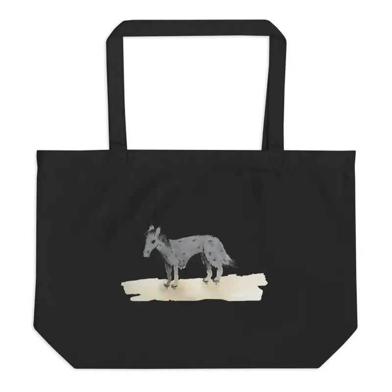 Large Organic Cotton Tote Bag featuring a wolf silhouette design by Donkeydog