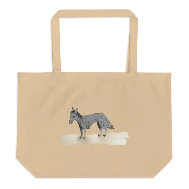 Organic cotton tote bag featuring a horse design, ideal for eco-friendly shopping