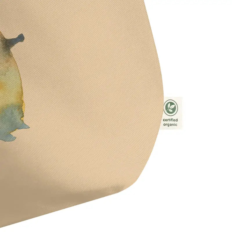 Beige Organic Cotton Tote Bag featuring a bear watercolor painting, ideal for daily essentials