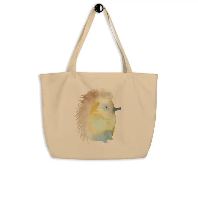 Beige Organic Cotton Tote Bag featuring a watercolor hedge illustration for daily essentials