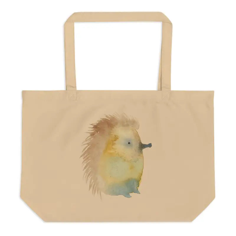 Beige Organic Cotton Tote Bag featuring a Hedge illustration for daily essentials