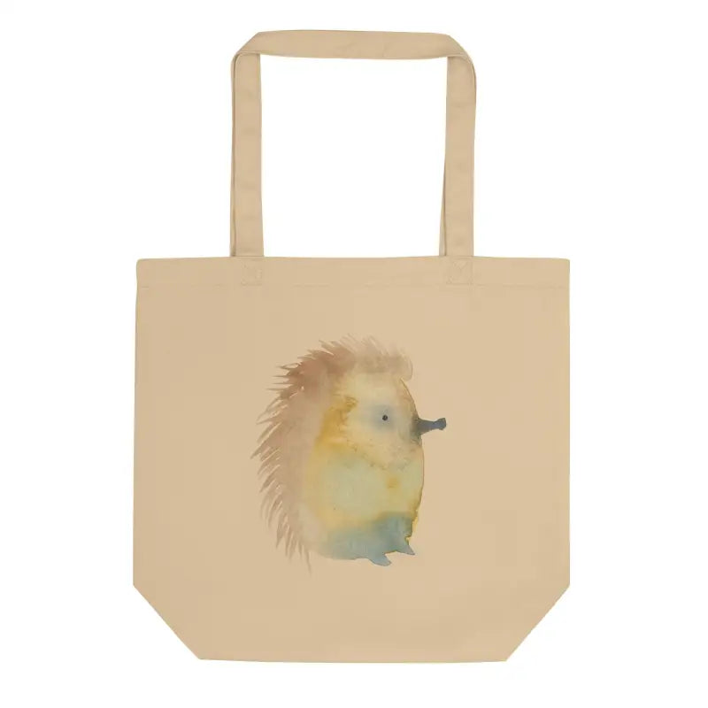 Organic cotton tote bag featuring a charming hedgehog illustration for eco-friendly style