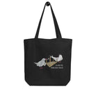 Organic cotton tote bag with black, white, and pink swans